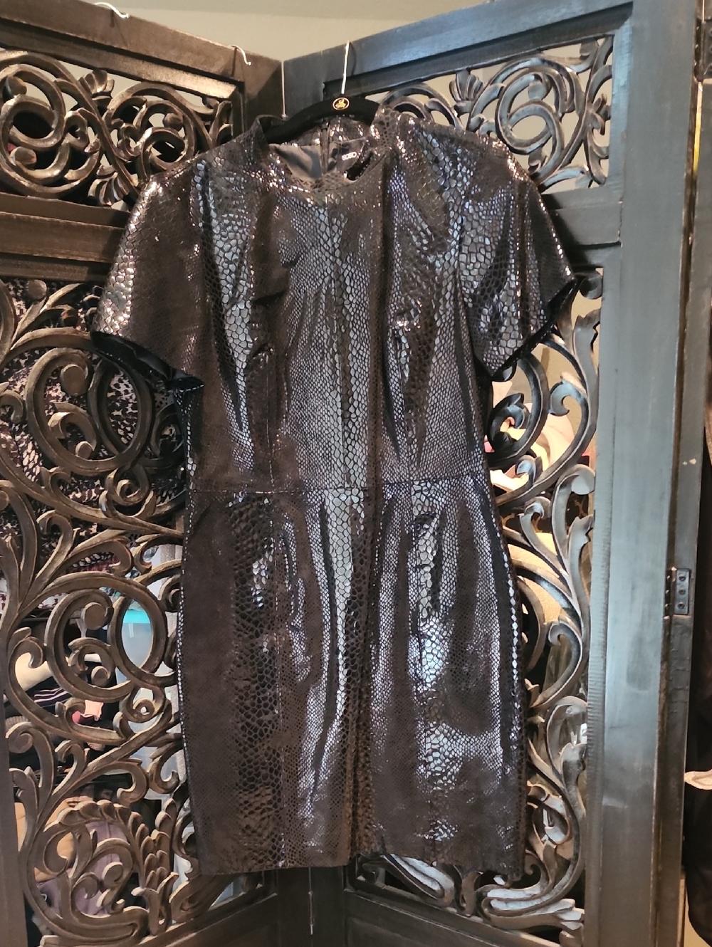 ASOS Black Snake Print Leather Dress US6 New With Tags NWT